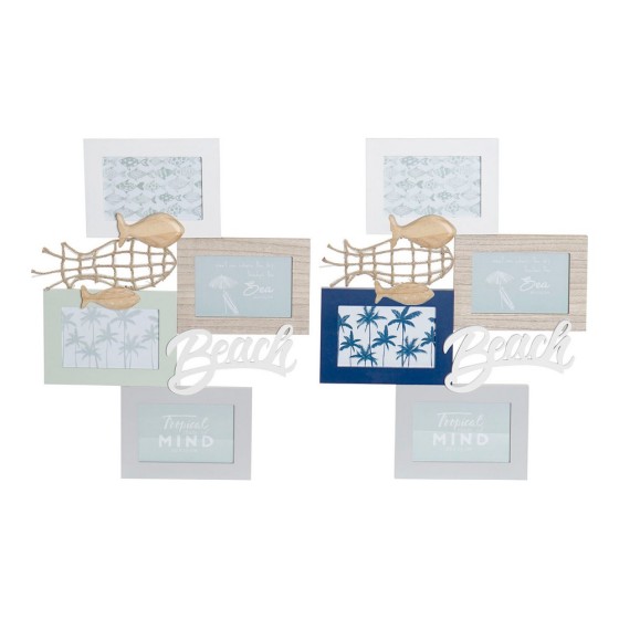 Cadre photo DKD Home Decor Multiple méditerranéen Verre Bois MDF (2 pcs) (38 x 2 x 50.5 cm)