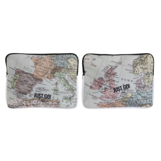 Étui pour iPad DKD Home Decor Just Go Polyester Toile Mappemonde (2 pcs)