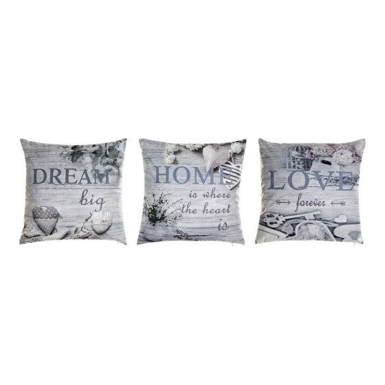 Coussin DKD Home Decor Gris Coton Lin (3 pcs) (50 x 10 x 50 cm)