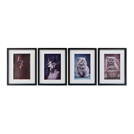 Cadre DKD Home Decor Cat and Dog (4 pcs) (35 x 2 x 45 cm)