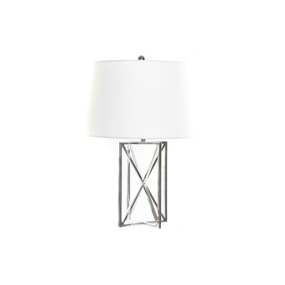 Lampe de bureau DKD Home Decor Blanc Argent Polyester Métal 220 V 50 W