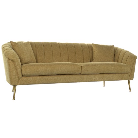 Canapé trois places DKD Home Decor Jaune Polyester Métal (225 x 100 x 85 cm)