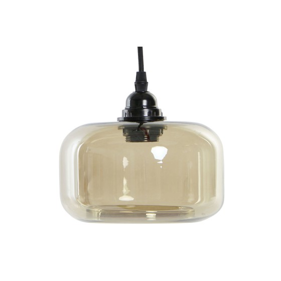 Suspension DKD Home Decor Noir Ambre Métal Verre 220 V (18.5 x 18.5 x 18 cm)