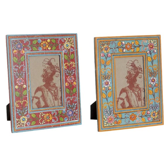 Cadre photo DKD Home Decor Bois MDF Floral (2 pcs) (10 x 10 x 15 cm)