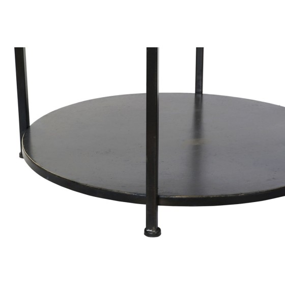Table d'appoint DKD Home Decor Noir Métal Verre (2 pcs) (75 x 75 x 45 cm) (60 x 60 x 38 cm)
