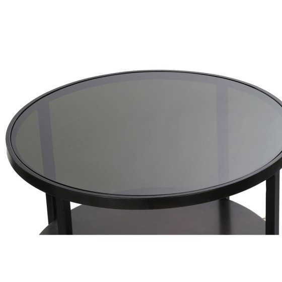 Table d'appoint DKD Home Decor Noir Métal Verre (2 pcs) (75 x 75 x 45 cm) (60 x 60 x 38 cm)