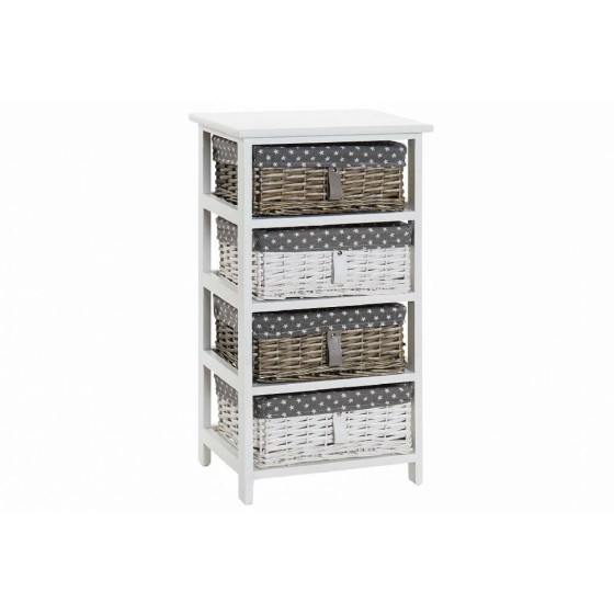 Caisson à Tiroirs DKD Home Decor Blanc Gris osier Bois de paulownia (40 x 29 x 73 cm)